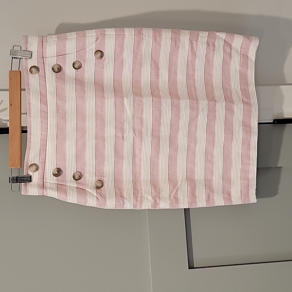 LOFT Pink and White Stripe Skirt, Size 4